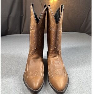 Laredo Tan Leather Western Cowboy Boots Snip Toe Mens 13 USA NOTE